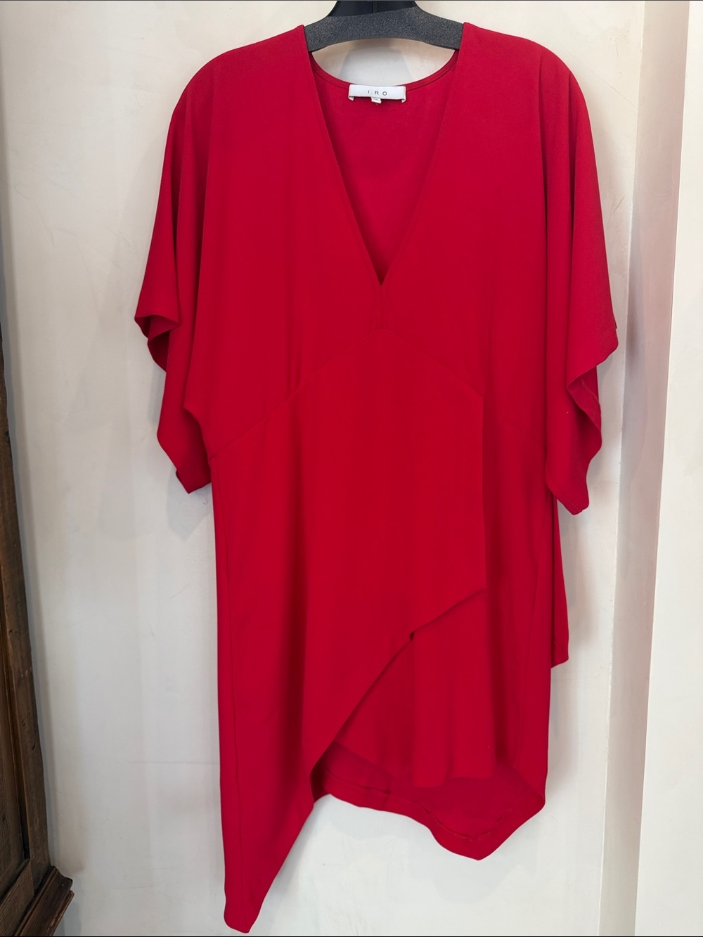 IRO Red V-Neck Asymmetric Mini Dress